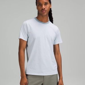 Lululemon - The Fundamental T-Shirt - Sz XS - dusky blue and white striped